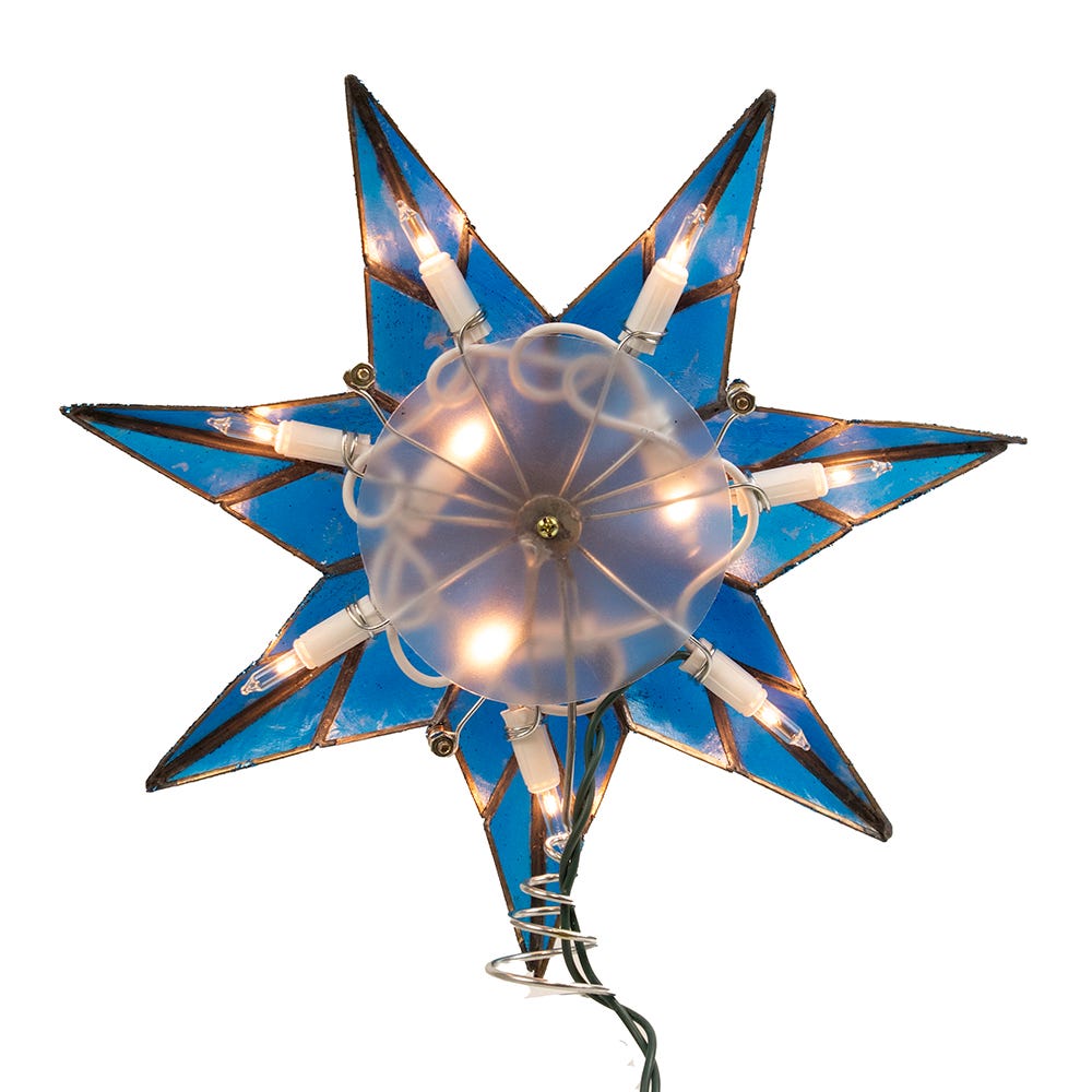 Kurt Adler 10-Light 7-Point Blue Capiz Star Treetop